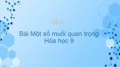 Hóa học 9 Bài 10: Một số muối quan trọng