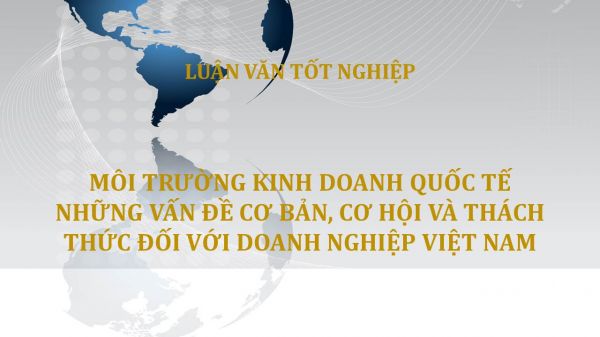 Luận văn: Môi trường kinh doanh quốc tế: Những vấn đề cơ bản, cơ hội và thách thức đối với doanh nghiệp Việt Nam