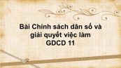 GDCD 11 Bài 11: Chính sách dân số và giải quyết việc làm