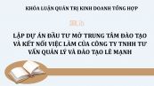 Luận văn: Lập dự án đầu tư mở trung tâm đào tạo và kết nối việc làm của Công ty TNHH Tư vấn quản lý và Đào tạo Lê Mạnh