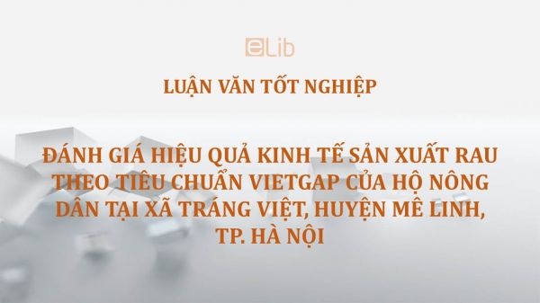 Luận văn: Đánh giá hiệu quả kinh tế sản xuất rau theo tiêu chuẩn VietGAP của hộ nông dân tại xã Tráng Việt, huyện Mê Linh, TP. Hà Nội