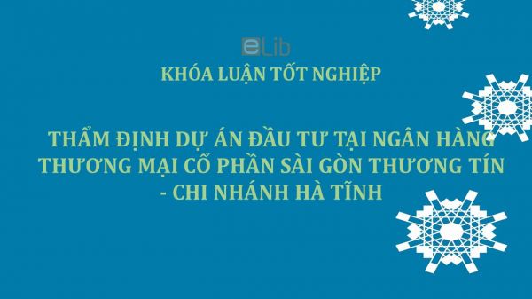 Luận văn: Thẩm định dự án đầu tư tại Ngân hàng thương mại cổ phần Sài Gòn Thương tín - Chi nhánh Hà Tĩnh