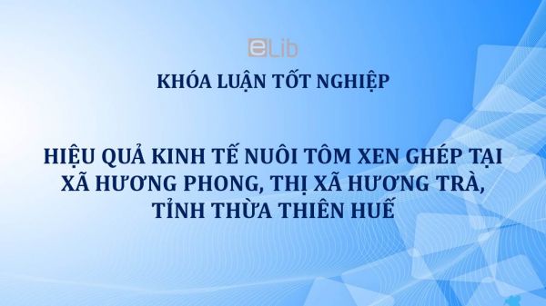 Luận văn: Hiệu quả kinh tế nuôi tôm xen ghép tại xã Hương Phong, thị xã Hương Trà, tỉnh Thừa Thiên Huế