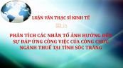 Phân tích các nhân tố ảnh hưởng đến sự đáp ứng công việc của công chức ngành Thuế tại tỉnh Sóc Trăng