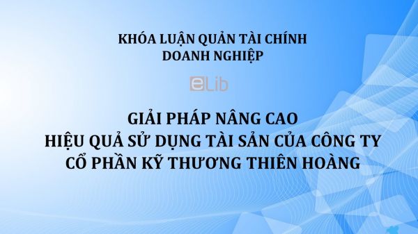 Luận văn: Giải pháp nâng cao hiệu quả sử dụng tài sản của công ty cổ phần kỹ thương Thiên Hoàng