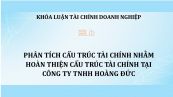 Phân tích cấu trúc tài chính nhằm hoàn thiện cấu trúc tài chính tại công ty TNHH Hoàng Đức
