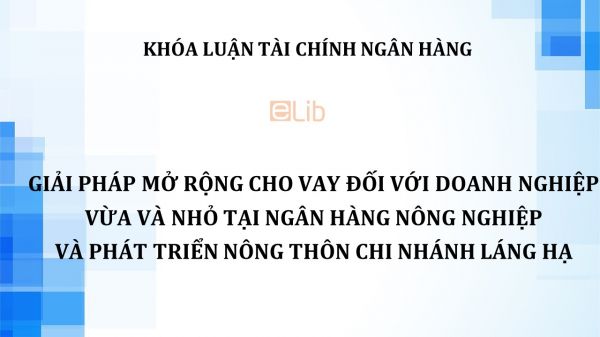 Luận văn: Giải pháp mở rộng cho vay đối với doanh nghiệp vừa và nhỏ tại Ngân hàng Nông nghiệp và Phát triển Nông Thôn chi nhánh Láng Hạ