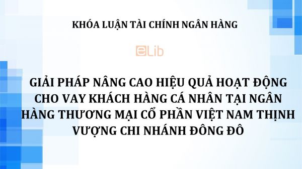 Luận văn : Giải pháp nâng cao hiệu quả hoạt động cho vay khách hàng cá nhân tại Ngân hàng Thương mại cổ phần Việt Nam Thịnh Vượng – chi nhánh Đông Đô