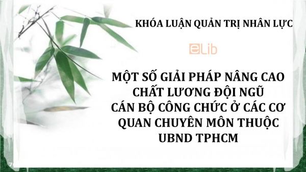 Luận văn: Một số giải pháp nâng cao chất lương đội ngũ cán bộ công chức ở các cơ quan chuyên môn thuộc UBND TPHCM