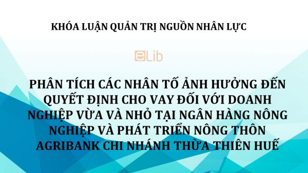 Luận văn: Phân tích các nhân tố ảnh hưởng đến quyết định cho vay đối với doanh nghiệp vừa và nhỏ tại ngân hàng Nông nghiệp và Phát triển Nông thôn Agribank chi nhánh Thừa Thiên Huế