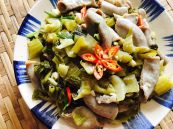 Hướng dẫn món lòng non xào dưa chua
