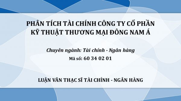 Luận văn ThS: Phân tích tài chính Công ty Cổ phần Kỹ thuật thương mại Đông Nam Á