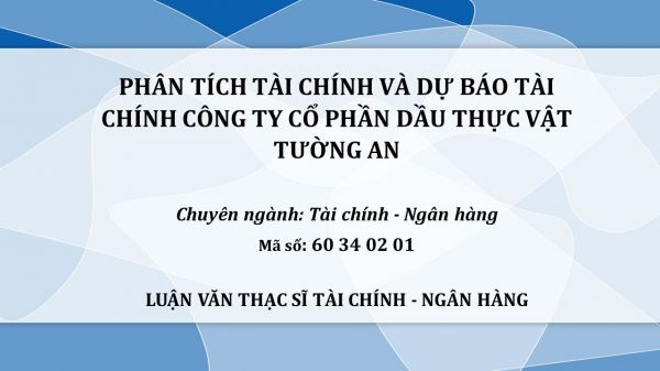 Luận văn ThS: Phân tích tài chính và dự báo tài chính Công ty Cổ phần dầu thực vật Tường An