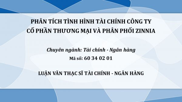 Luận văn ThS: Phân tích tình hình tài chính Công ty Cổ phần Thương mại và phân phối ZINNIA