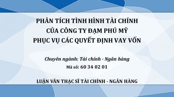 Luận văn ThS: Phân tích tình hình tài chính của Công ty Đạm Phú Mỹ phục vụ các quyết định vay vốn