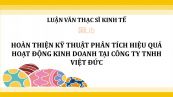 Luận văn ThS: Hoàn thiện kỹ thuật phân tích hiệu quả hoạt động kinh doanh tại công ty TNHH Việt Đức