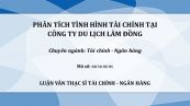 Luận văn ThS: Phân tích tình hình tài chính tại Công ty Du Lịch Lâm Đồng