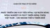 Luận văn ThS: Phát triển cho vay tiêu dùng tại Ngân hàng nông nghiệp và Phát triển nông thôn Việt Nam – Chi nhánh Thừa Thiên
