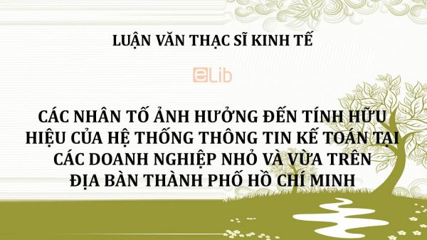 Luận văn ThS: Các nhân tố ảnh hưởng đến tính hữu hiệu của hệ thống thông tin kế toán tại các doanh nghiệp nhỏ và vừa trên địa bàn thành phố Hồ Chí Minh