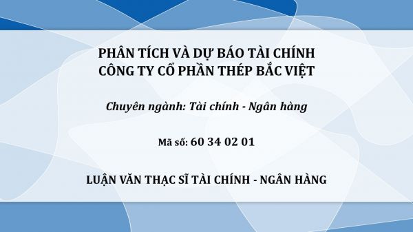 Luận văn ThS: Phân tích và dự báo tài chính Công ty Cổ phần thép Bắc Việt