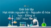 Giải bài tập SBT Hóa 10 Bài 2: Hạt nhân nguyên tử - Nguyên tố hóa học - Đồng vị