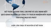 Luận văn ThS: Kế toán doanh thu, chi phí và xác định kết quả kinh doanh tại công ty trách nhiệm hữu hạn thương mại Hà Phát