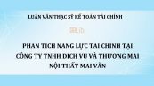 Luận văn ThS: Phân tích năng lực tài chính tại Công ty TNHH dịch vụ và thương mại nội thất Mai Vân