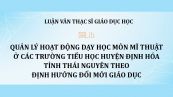 Luận văn ThS: Quản lý hoạt động dạy học môn mĩ thuật ở các trường tiểu học huyện Định Hóa tỉnh Thái Nguyên theo định hướng đổi mới giáo dục