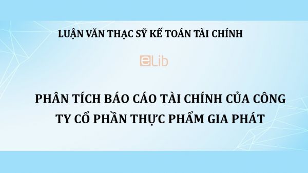 Luận văn ThS: Phân tích báo cáo tài chính của công ty cổ phần thực phẩm Gia Phát