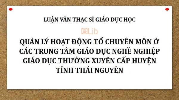 Luận văn ThS: Quản lý hoạt động tổ chuyên môn ở các Trung tâm Giáo dục Nghề nghiệp Giáo dục Thường xuyên cấp huyện tỉnh Thái Nguyên