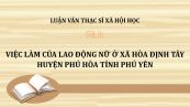 Luận văn ThS: Việc làm của lao động nữ ở xã Hòa Định Tây huyện Phú Hòa tỉnh Phú Yên