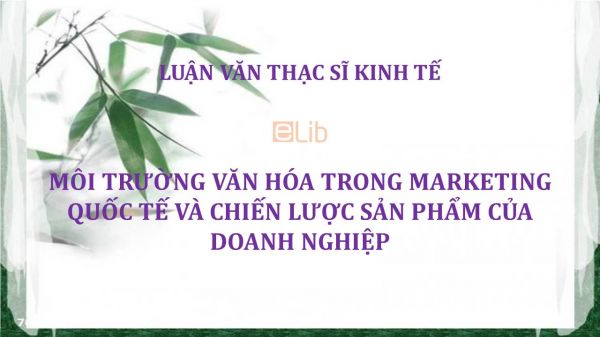 Luận văn ThS: Môi trường văn hóa trong Marketing quốc tế và chiến lược sản phẩm của doanh nghiệp