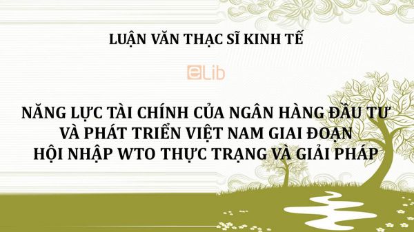 Luận văn ThS: Năng lực tài chính của ngân hàng đầu tư và phát triển Việt Nam giai đoạn hội nhập WTO thực trạng và giải pháp