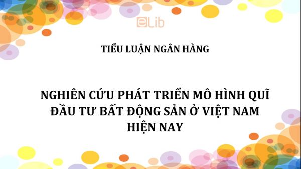 Tiểu luận: Nghiên cứu phát triển mô hình quĩ đầu tư bất động sản ở Việt Nam hiện nay