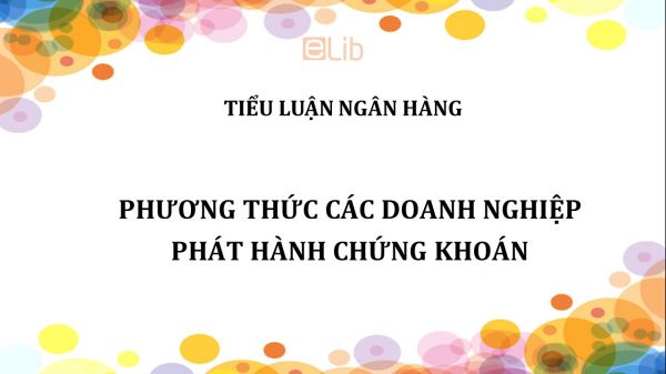 Tiểu luận: Phương thức các doanh nghiệp phát hành chứng khoán