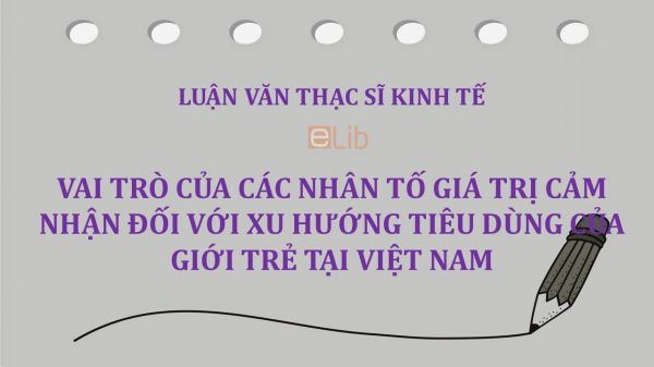 Luận văn ThS: Vai trò của các nhân tố giá trị cảm nhận đối với xu hướng tiêu dùng của giới trẻ tại Việt Nam