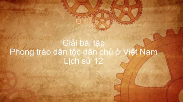 Giải bài tập SGK Lịch Sử 12 Bài 12: Phong trào dân tộc dân chủ ở Việt Nam
