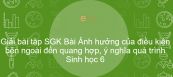 Giải bài tập SGK Sinh học 6 Bài 22: Ảnh hưởng của điều kiện bên ngoài đến quang hợp, ý nghĩa quá trình