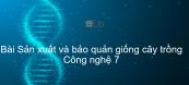 Công nghệ 7 Bài 11: Sản xuất và bảo quản giống cây trồng