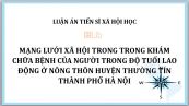 Luận án TS: Mạng lưới xã hội trong trong khám chữa bệnh của người trong độ tuổi lao động ở nông thôn huyện Thường Tín thành phố Hà Nội