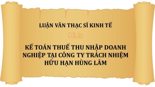 Luận văn ThS: Kế toán thuế thu nhập doanh nghiệp tại Công ty trách nhiệm hữu hạn Hùng Lâm