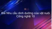 Công nghệ 10 Bài 28: Nhu cầu dinh dưỡng của vật nuôi