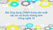 Công nghệ 10 Bài 38: Ứng dụng CNSH trong sản xuất vắc xin và thuốc kháng sinh