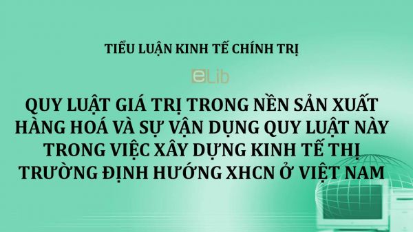Tiểu luận: Quy luật giá trị trong nền sản xuất hàng hoá và sự vận dụng quy luật này trong việc xây dựng kinh tế thị trường định hướng XHCN ở Việt Nam