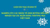 Luận văn ThS: Nghiên cứu các nhân tố ảnh hưởng đến lợi nhuận tại các ngân hàng thương mại Việt Nam
