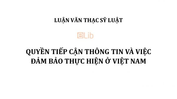 Luật văn ThS: Quyền tiếp cận thông tin và việc đảm bảo thực hiện ở Việt Nam