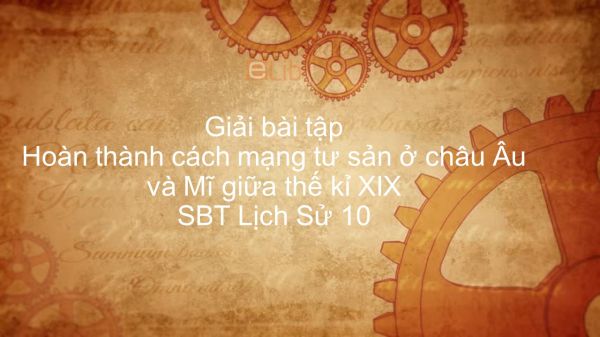 Giải bài tập SBT Lịch Sử 10 Bài 33: Hoàn thành cách mạng tư sản ở châu Âu và Mĩ giữa thế kỉ XIX
