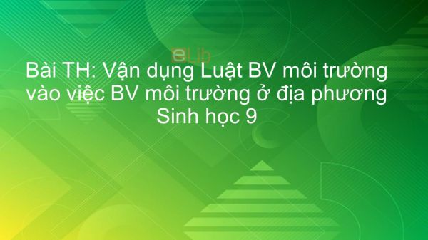 Sinh học 9 Bài 62: TH: Vận dụng Luật Bảo vệ môi trường vào việc BV môi trường ở địa phương