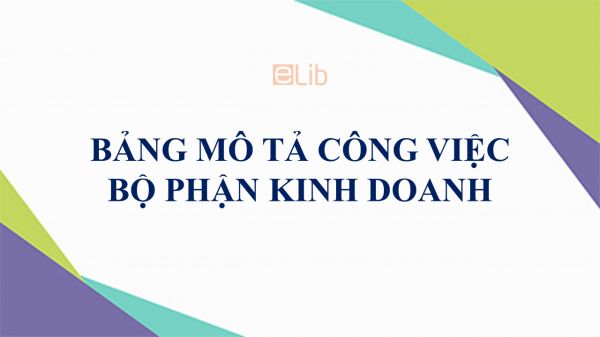 Bảng mô tả công việc bộ phận kinh doanh