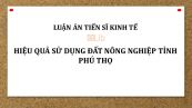 Luận án TS: Hiệu quả sử dụng đất nông nghiệp tỉnh Phú Thọ